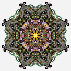 Circle lace ornament, round ornamental geometric doily pattern