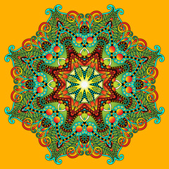 Circle lace ornament, round ornamental geometric doily pattern