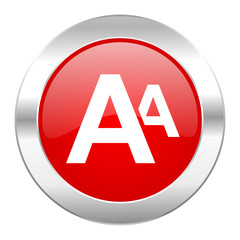 alphabet red circle chrome web icon isolated