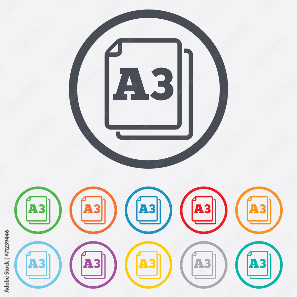 Poster paper size a3 standard icon. document symbol.