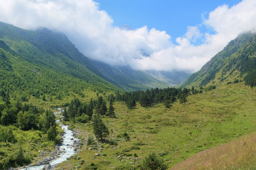 Fototapeta na wymiar Valley of Bilyagidon river, Caucasus, Russia