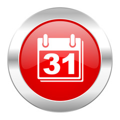 calendar red circle chrome web icon isolated