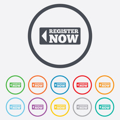 Register now sign icon. Join button symbol.