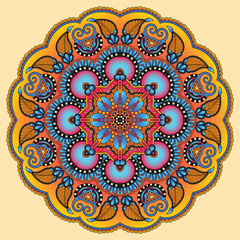 Circle lace ornament, round ornamental geometric doily pattern