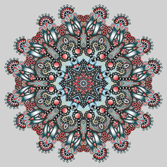 Circle lace ornament, round ornamental geometric doily pattern