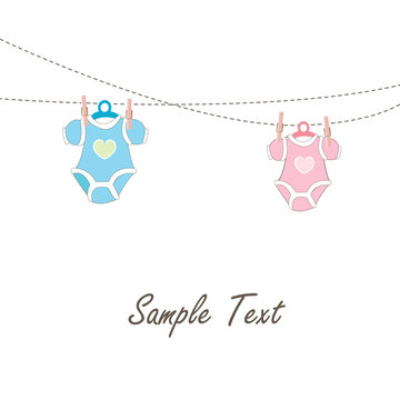 Baby Card hanging baby baby clothing icons vector