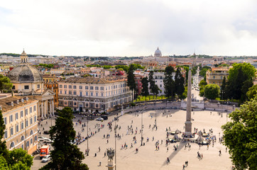 Naklejka premium Piazza del Popolo and St. Peter's Basilica