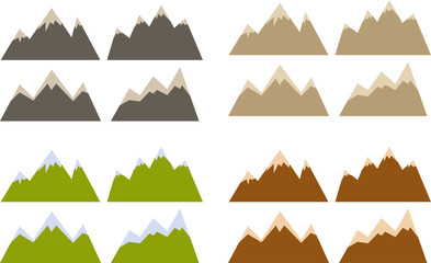 Vector pack of various mountains silhouettes and shapes