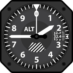 Vector illustration of analogical aircraft altimeter - obrazy, fototapety, plakaty