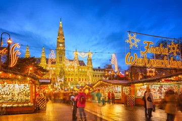 Tuinposter Kerstmarkt in Wenen © sborisov
