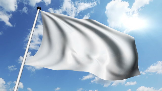 white flag with fabric structure against a cloudy sky