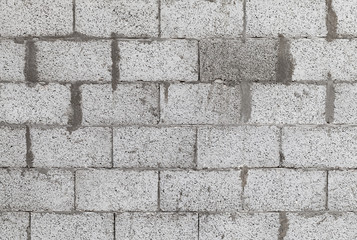 Gray wall made of aerated concrete blocks, background texture