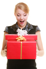 holidays love happiness concept - girl with gift boxes