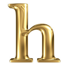 Golden letter h lowercase high quality 3d render isolated