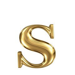 Golden letter s lowercase high quality 3d render isolated