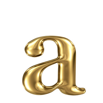Golden letter a lowercase high quality 3d render isolated