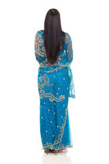 back view of indian woman in saree