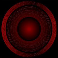 Circular brushed metal texture with dots vector red background