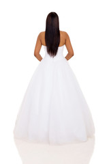 Fototapeta na wymiar back view of woman in wedding dress