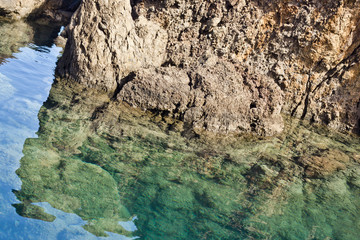Lava pools in Porto Moniz Madeira ocean view. 