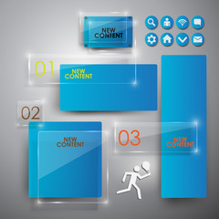 Abstract vector glossy or glass banners set - infographic