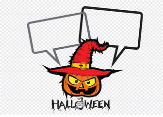 Halloween card with pumpkin and talking Speech Bubble