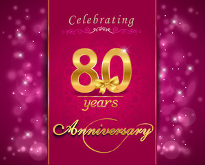 Fototapeta na wymiar 80 year anniversary celebration sparkling card