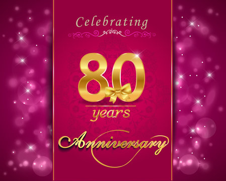 80 year anniversary celebration sparkling card