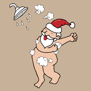 Shower nude Santa
