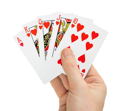 Hand with poker cards