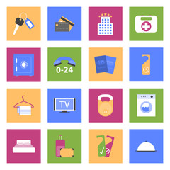 Hotel flat icons set