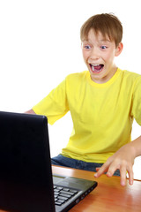 Scared Kid with Laptop