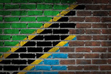 Brick wall texture with flag