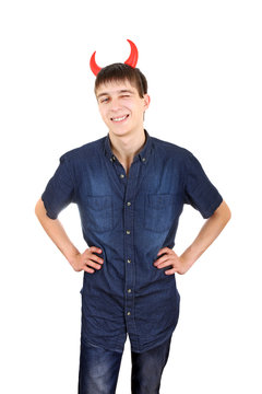 Teenager with Devil Horns