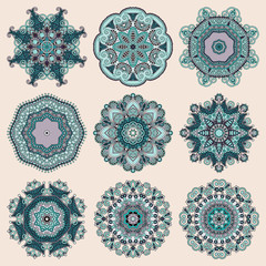 Circle lace ornament, round ornamental geometric doily pattern c