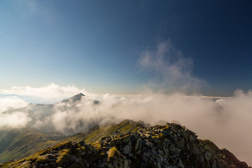 Dramatic mountain scenery in the Transylvanian Alps in summer