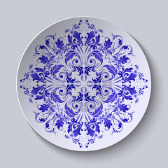 Vector floral circular plate