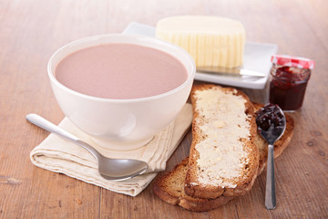 chocolate milk and bread