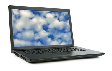 Laptop with sky isolated.