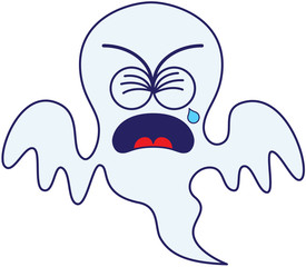 Halloween ghost clenching his eyes and crying