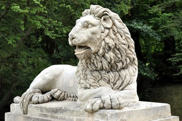 Fototapeta na wymiar Lion Statue in Laxenburg, Austria