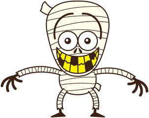 Funny Halloween mummy grinning while feeling embarrassed