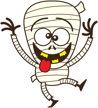 happy cartoon mummy with tongue out clip art preview