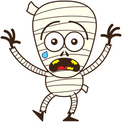 Cute Halloween mummy feeling scared