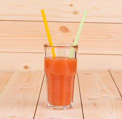 Glass full of tasty fresh grapefruit juice.