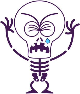 recommend clip art: Cute Halloween skeleton crying and sobbing