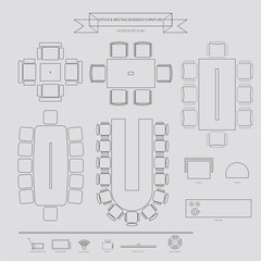 Office and Conferance Business outline Furniture Icon