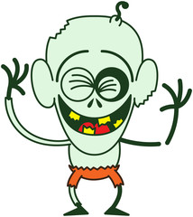 Obraz premium Funny Halloween zombie laughing enthusiastically