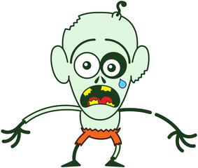 Cute Halloween zombie feeling scared