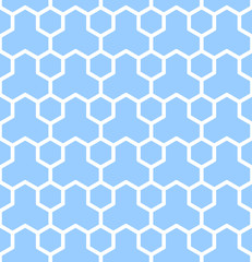 Seamless geometric texture. Blue hexagons pattern.
